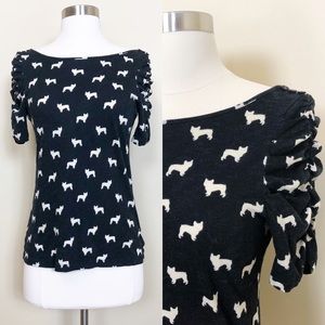 ANTHROPOLOGIE Postmark Black & White Dog Print S